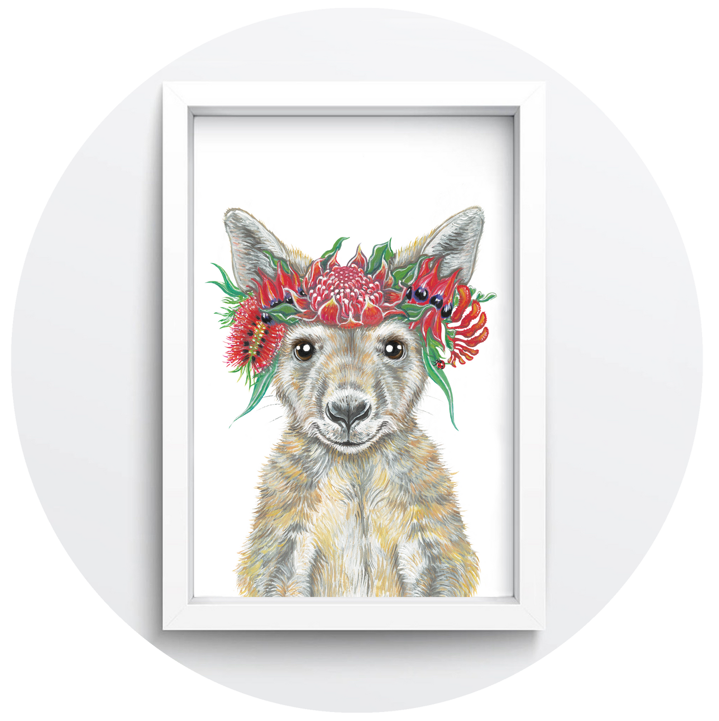 Flower Crown Kangaroo Giclée Print