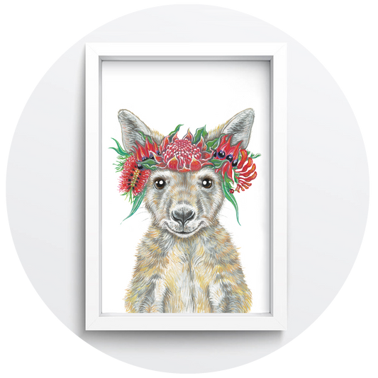Flower Crown Kangaroo Giclée Print